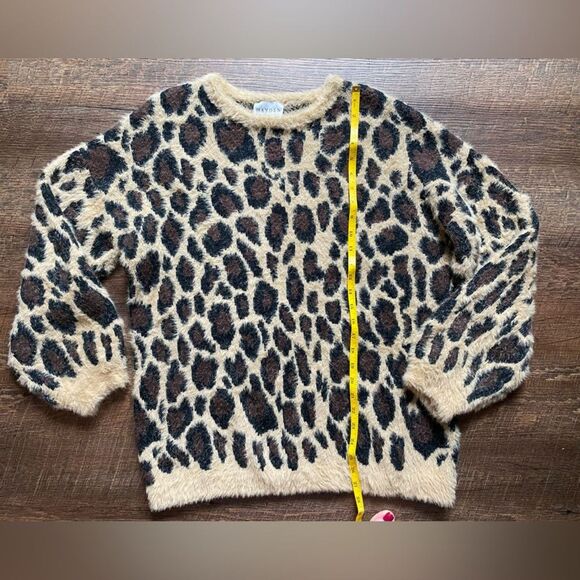 HAYDEN Los Angeles mohair pullover sweater leopard print oversized sz L chic EUC - Picture 11 of 15